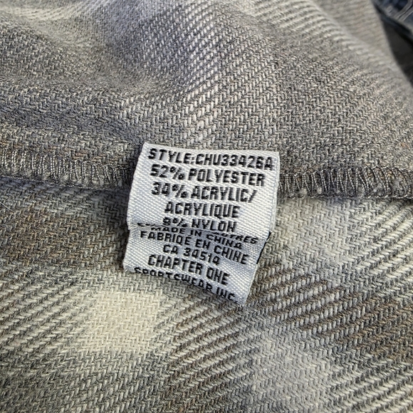 C By One Gray White Plaid Women's Button Down Flannel Jacket - Picture 9 of 9